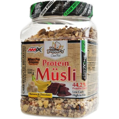 Amix Mr. Poppers Low carb Protein musli banán-čokoláda 500 g – Zbozi.Blesk.cz