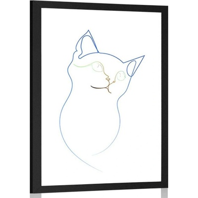 Plakát s paspartou barevné linie kočky - 40x60 black