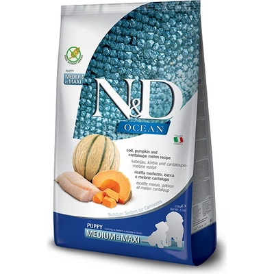 N&D Dog Ocean Pumpkin GF Puppy Medium & Maxi, Cod & Cantaloupe melon 2 x 12 kg