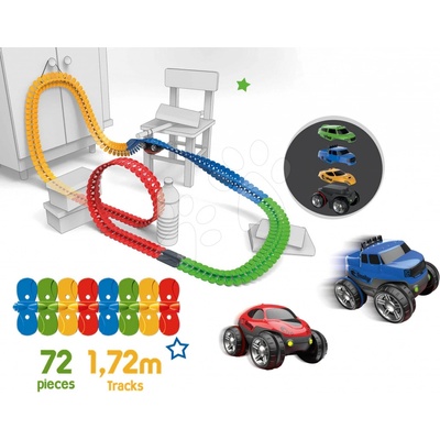 FleXtrem Discovery Set flexibilní autodráha Set Smoby s 612 cm prodlouženou dráhou a dvěma elektronickými autíčky