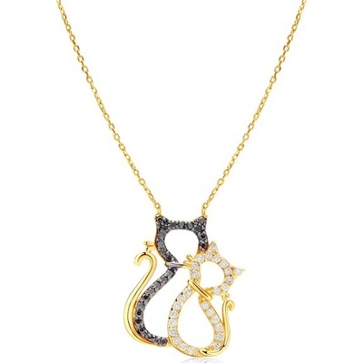Savicki Náhrdelník mačky žlté zlato, diamanty, čierne diamanty SAVMAYN-LBR-495