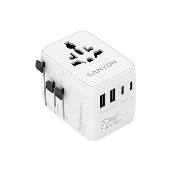 CANYON Travel Adapter OnTour 70 EU/UK/US/AUS 70W White (CNS-TA70W1006W)