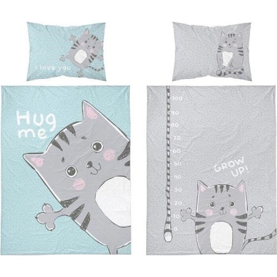 Detexpol obliečky Mačička zelenkavé 100 x 135 40 x 60 cm