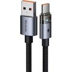 Mcdodo Кабел за данни - Mcdodo (CA-6890) - със светлина при зареждане, USB-C → USB-A, прозрачен кабел, 6A, 1.2m - Черен