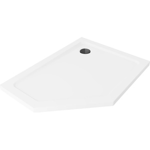 Mexen Flat петстенно тънък десен душ корито 100 x 90 см, бяло, черен сифон (41P109010R-B)