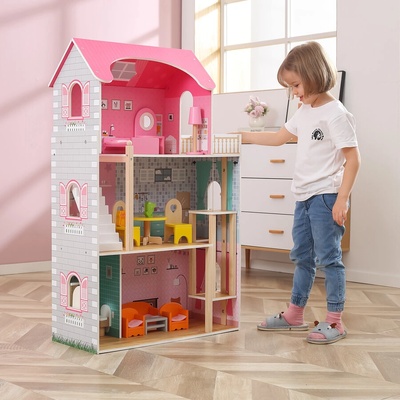 Viga Toys Голяма дървена къща за кукли от Viga Toys (44570)