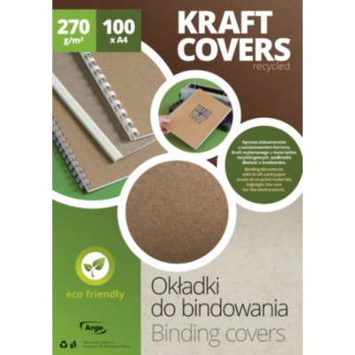 Obálka pro zadní stranu Kraft - A4, recyklovaná, tmavě běžová, 100 ks