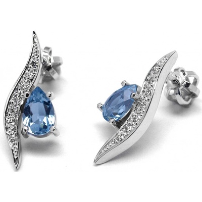 Klenoty Budín diamantové z bílého zlata s akvamaríny a diamanty J-28159-17