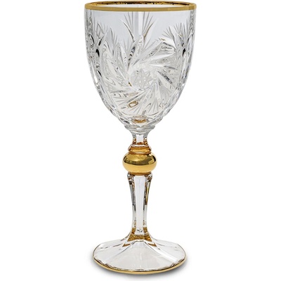 Bohemia 1845 Чаша за вино Bohemia 1845 Pinwheel Matt Cut and Gold 260ml, 6 броя (1005739)