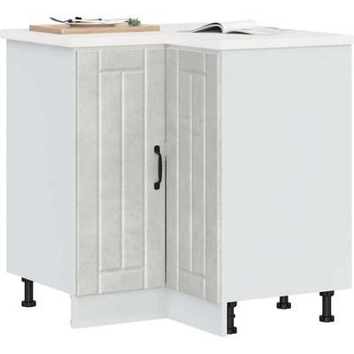 vidaXL Кухненски ъглов шкаф Lucca, бетонно сив, инженерно дърво (853751)