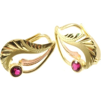 Zodiax zlaté dámské náušnice s rubínem 2963