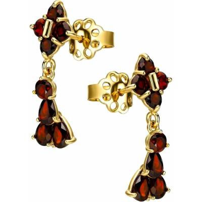 Zlaton Náušnice žluté zlato s granáty visací 2.25cm 3.1g O28052505754