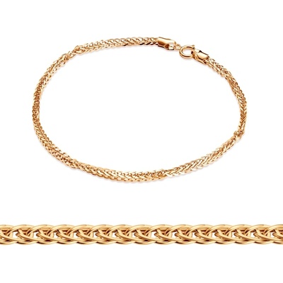 SAVICKI Гривна, верижка, лисича опашка, бяло и жълто злато 585, 1.6 мм, 19 см