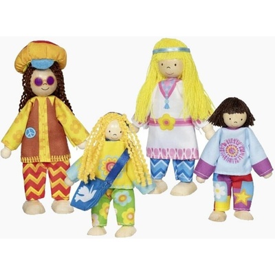 GOKI Bábiky Hippie rodina 4 ks