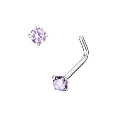 Šperky4U Zahnutý piercing do nosu, kamínek 3mm N0066-A
