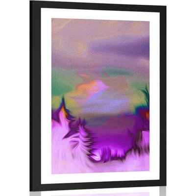 Plakát s paspartou záhadné obrysy lesa - 40x60 silver
