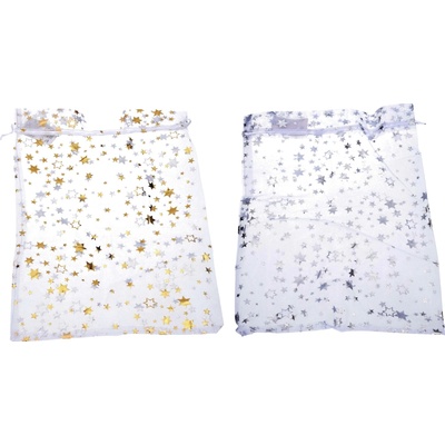 Sáček ORGANZA Hvězdy 20x30 cm Vánoce