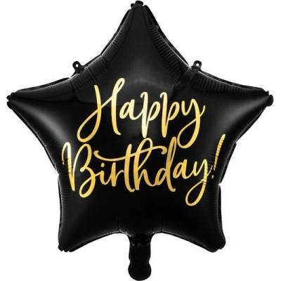 Party Deco Фолиев Балон "Happy Birthday", Черен (FB93-010)