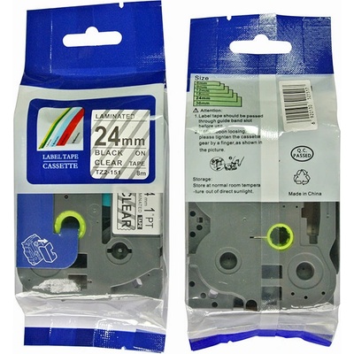 Label Brother TZ-151 - kompatibilná páska - 24mm, podklad: transparent/písmo: čierna, laminovaná