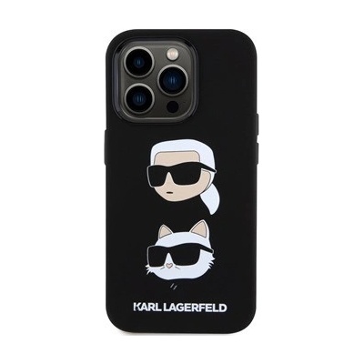 Karl Lagerfeld Liquid Silicone Karl and Choupette Heads iPhone 15 Pro Max Black