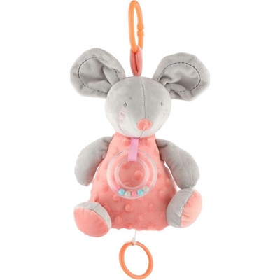 Teddies Myš natahovací hrací strojek plyš 16x20cm lososová