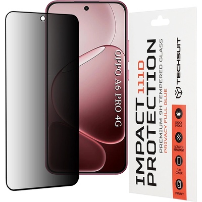Techsuit Стъклен протектор за Oppo A6 Pro 4G / 5G - Techsuit 111D Privacy Full Glue - Черен