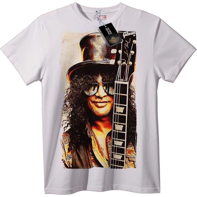 NOONEBRAND SLASH GUNS ROSES Тениска Рок звезда с китара - XL, White