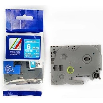 Pro Brother Съвместима лента с Brother TZ-515 / TZe-515, 6mm x 8m, бял печат / син фон (TZe515)