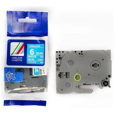 Compatible Съвместима лента с Brother TZ-515 / TZe-515, 6mm x 8m, бял печат / син фон (TZe515)