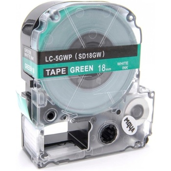 Compatible Epson LK-SD18GW, 18mm x 9m, бял печат / зелен фон, съвместима лента (LKSD18GW)