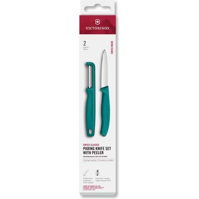 Victorinox Комплект нож и белачка SWISS CLASSIC, комплект 2 бр. , Зелен, Пластмаса, Victorinox (VN6711421C1)