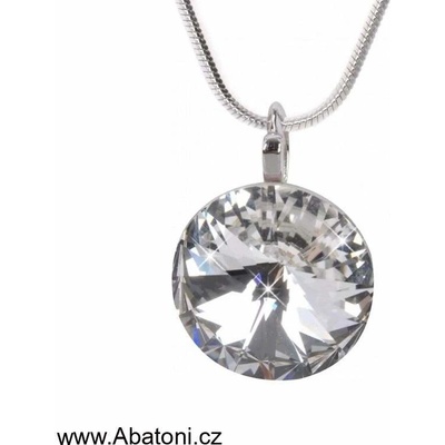 Swarovski Elements Stříbrný náhrdelník bílý kulatý 34112.1 Crystal