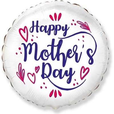 Flexmetal Балон от фолио - Ден на майката, 48 см, кръгъл, бял