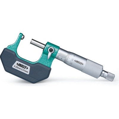 INSIZE typ 3260 typ B Třmenový mikrometr s kulovým nebo válcovým pevným dotekem 0-25mm