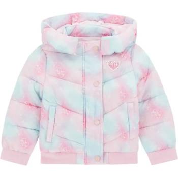 GUESS Зимно яке за мини момиче в синьо и розово с качулка и лого Guess