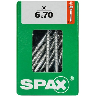 Spax Uni vrut zápust.hlava T-Star+ T30 4CUT část.závit Wirox 6 x 70 mm 30 ks