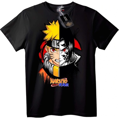 NOONEBRAND Тениска Naruto & Sasuke разделен дизайн - L, White