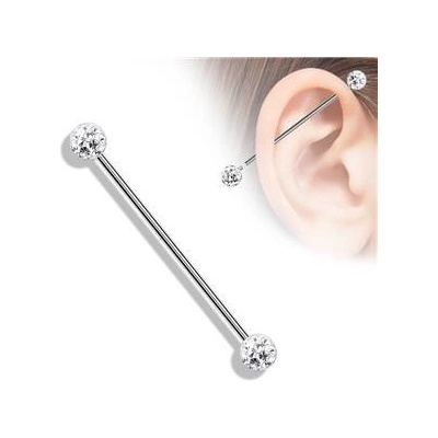Šperky4U Industrial piercing s kamínky čirá ID01035-C