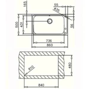 Teka BIG BOWL 80 1C PLUS (Bahia PLUS) М. 539.4, Мивки за кухни иноксови (М.539.4) Мивка за вграждане