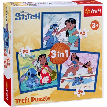 Trefl Пъзел Trefl 3 в 1 - Време със Стич (34896)