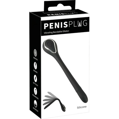 Penis Plug Dilatátor – vibračný, nabíjateľný 1,1 cm – čierny