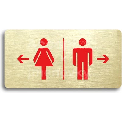 ACCEPT Piktogram WC ŽENY VLEVO, WC MUŽI VPRAVO - zlatá tabulka - barevný tisk bez rámečku