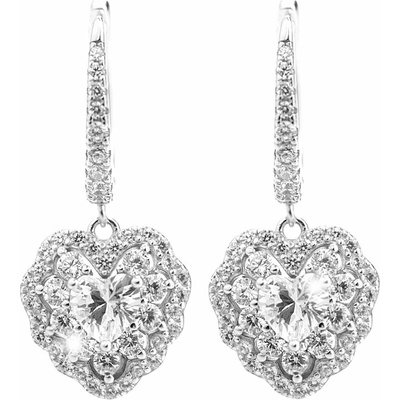 JSB Bijoux Velká zdobená srdce z Kubických zirkonů Crystal 92400593cr (Ag925/1000, 5,34 g)