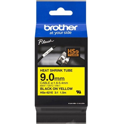 Brother Heat Shrink Tube Black on Yellow 9.0mm (HSE621E)