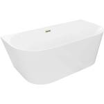 Mexen Oval Slim свободностояща до стена вана 170 x 80 см, бяла, златен преливник - 52661708000-50 (52661708000-50)