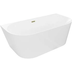 Mexen Oval Slim свободностояща до стена вана 170 x 80 см, бяла, златен преливник - 52661708000-50 (52661708000-50)