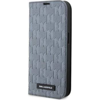 KARL LAGERFELD iPhone 14 Pro Max 6.7" bookcase silver Saffiano Monogram (KLBKP14XSAKLHPG)