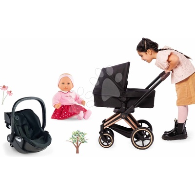 Corolle Set trojkombinácia s bábikou Albane Cybex Black 3in1 Pram v autosedačke