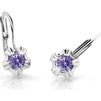 Danfil dětské náušnice C2158 z bílého zlata s kamínkem Amethyst zapínání klapka