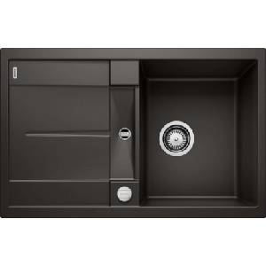 BLANCO Metra 45 - Мивка от Silgranit, 77x49 см, с регулиране на оттока, черна 525917 (525917) Мивка за вграждане